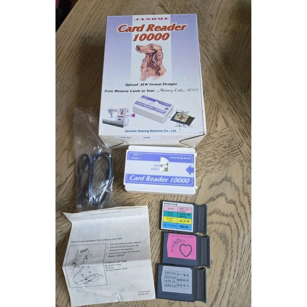 Janome Card Reader 10000 Memory Craft For Sewing Embroidery Machine Plus Extras